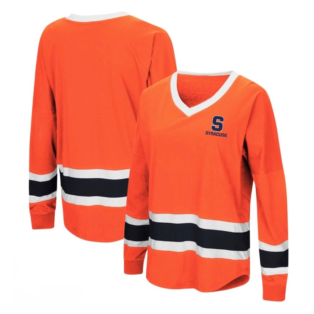 Syracuse Orange Colosseum Marquee Players Oversized Long Sleeve V-Neck Tee NWT